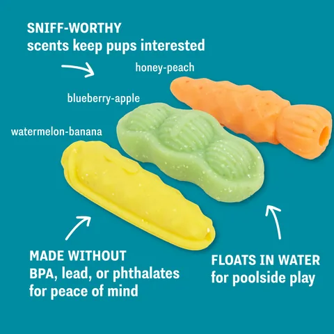 Pupstages Flex-Force Veggie Dog Toy – Multicolor, Small, 3-Pack 3